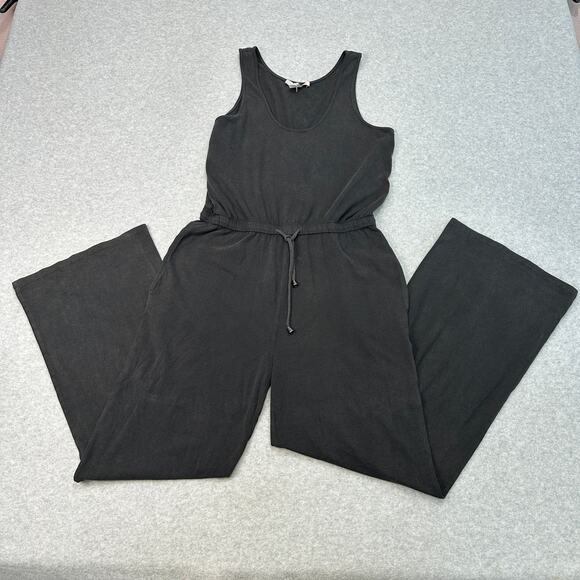 C&C California Sleeveless Wide Leg Jumpsuit with Pockets WMNS M Black Scoop Neck - Picture 2 of 10